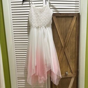 Zenzi Elegant White and Pink Kids Dress - 10/12